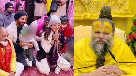 स्टार जोडपे विराट कोहली आणि अनुष्का शर्मा त्यांच्या दोन मुलांसह वृंदावनमध्ये दाखल