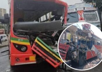 एक्सप्रेस हायवेवर बसचा भीषण अपघात; सहा प्रवासी गंभीर जखमी