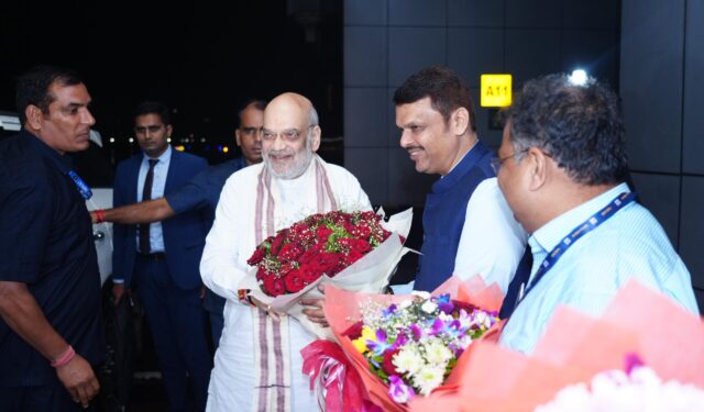 केंद्रीय गृहमंत्री अमित शाह यांचे मुंबईत स्वागत – मुख्यमंत्री देवेंद्र फडणवीस
