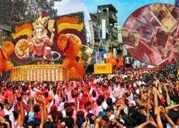 गणपती विसर्जन मिरवणुकीत पाचशे, दोनशे, शंभरच्या नोटा आणि डॉलरचा पाऊस