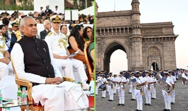 गेटवे ऑफ इंडिया येथे नौसेना दिनानिमित्त राज्यपालांच्या उपस्थितीत ‘बिटींग रिट्रीट’