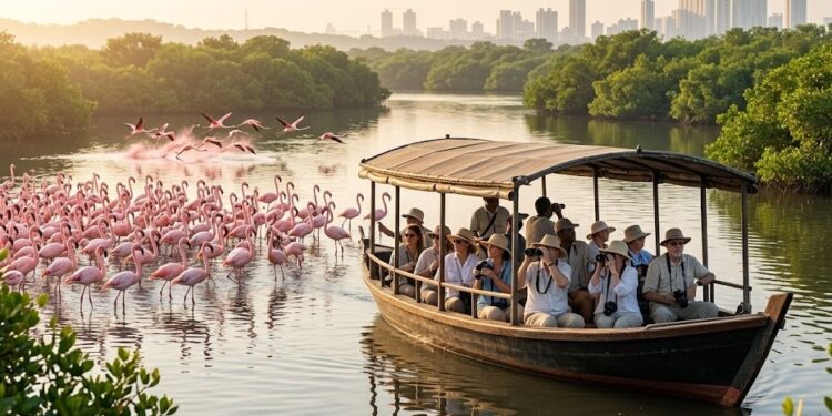 नवी मुंबईत फ्लेमिंगो बोट सफारीला भरघोस प्रतिसाद; ११ हजारांहून अधिक पर्यटकांची उपस्थिती