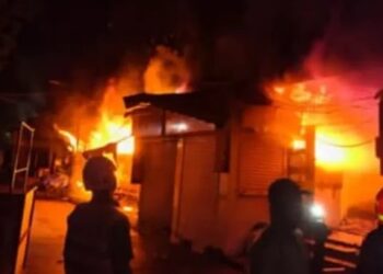 ठाण्यातील गावदेवी भाजी मार्केटमध्ये भीषण आग; अग्निशमन अधिकाऱ्यासह सुरक्षा रक्षकाचा मृत्यू