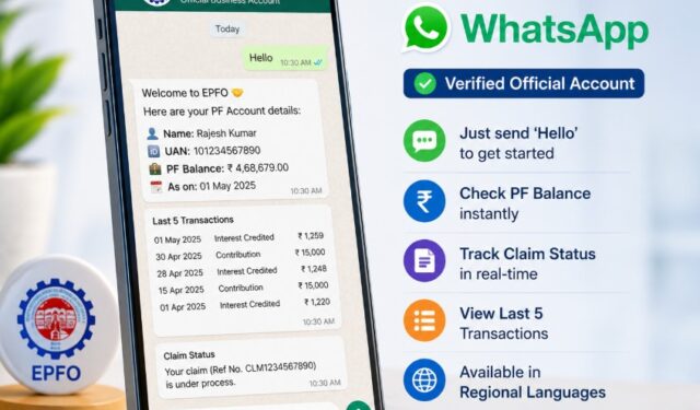 आता WhatsApp वरच चेक करा PF बॅलेन्स; EPFO ची नवी सुविधा लवकरच सुरू