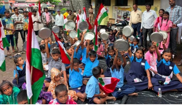 ताटली रिकामी, पोट उपाशी! पोषण आहारासाठी शहापूरमधील विद्यार्थ्यांचा ‘ताटली मोर्चा’
