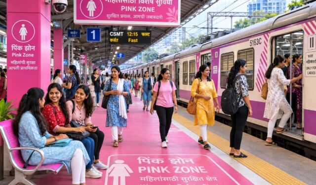 मुंबई लोकलमध्ये महिलांच्या सुरक्षित प्रवासासाठी स्थानकांवर येणार ‘गुलाबी झोन’