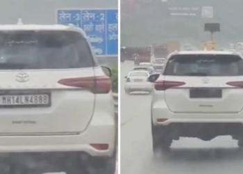 बटण दाबताच नंबर प्लेट गायब होणारी ‘ती’ कार जप्त; नियम मोडणाऱ्या चालकावर अखेर पोलिसांची मोठी कारवाई